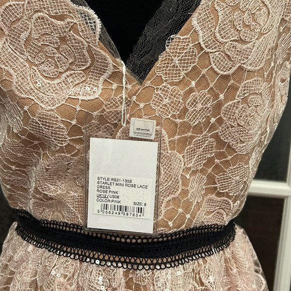 Sweet Self Portrait Starlet Lace Rose Mini Dress Sz 8US/12UK NWT - Picture 10 of 15
